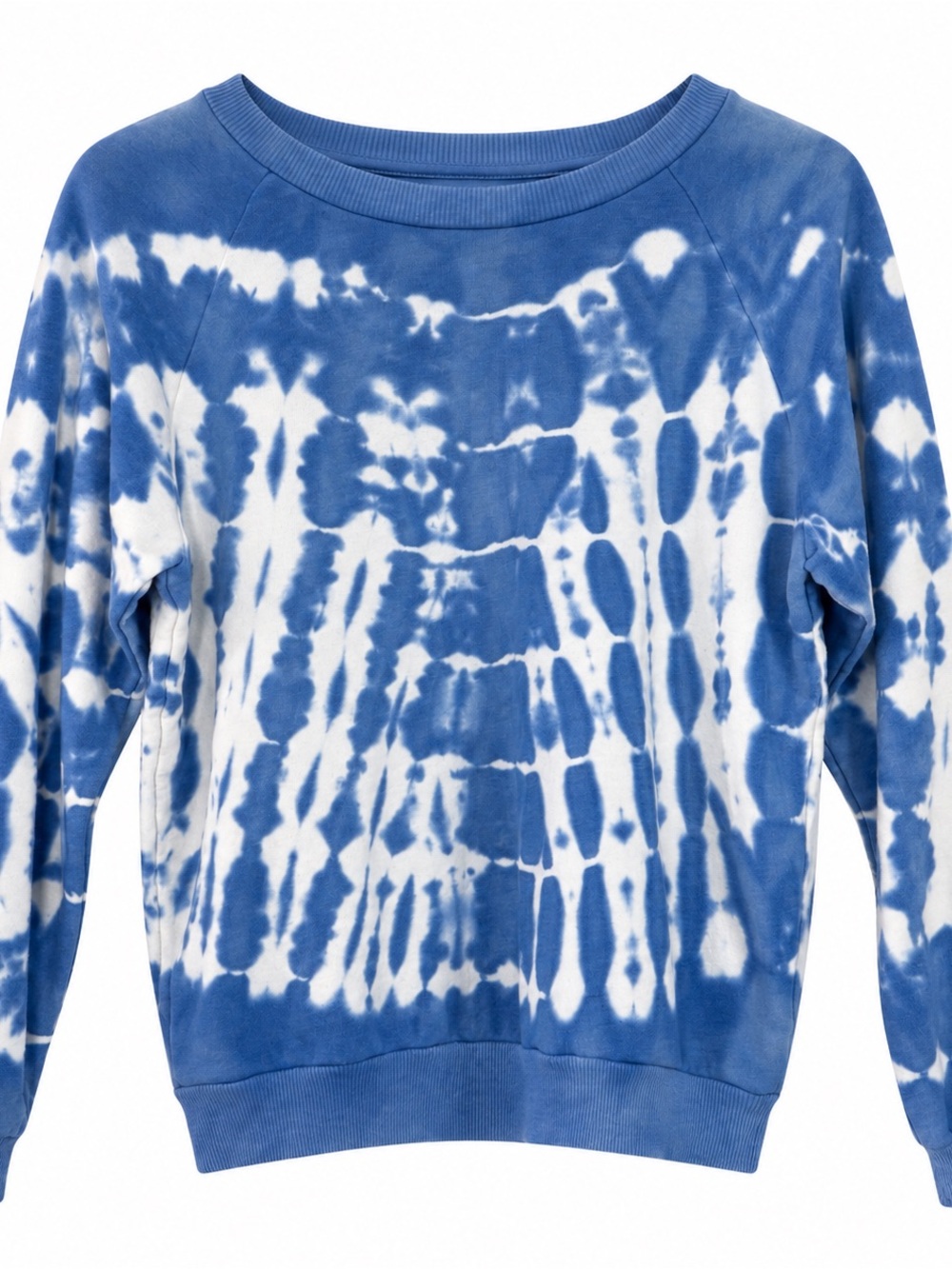 Wildfox Blue White Tie Dye Sweatshirt Small | Lightweight Cotton Blend Pullover - Picture 2 of 10